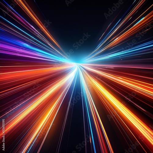 dynamic light trails creating a sense of speed and motion abstract digital art