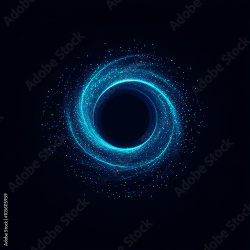 Abstract blue glowing circle on a black background.