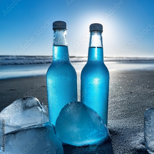 irvine california 5 june 2023 two bottles of gatorade frost glacier freeze thirst quencher on ice photo