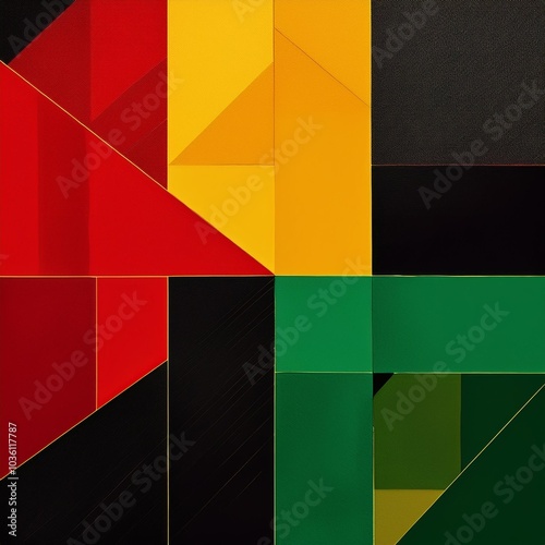 vibrant abstract banner with overlapping squares in red black yellow green symbolic for black history month background ai generated
