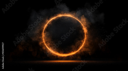 Glowing ring of light in a smoky dark setting.