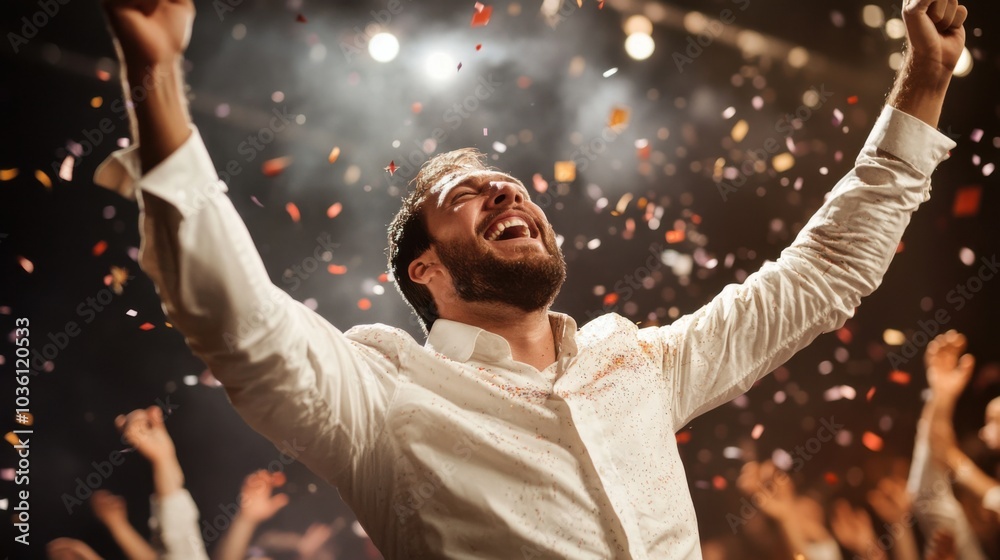 Fröhliches Feiern mit Konfetti im Studio-Setting für Event-Promotions und Festivals Fröhliches Feiern mit Konfetti im Studio-Setting für Event-Promotions und Festivals