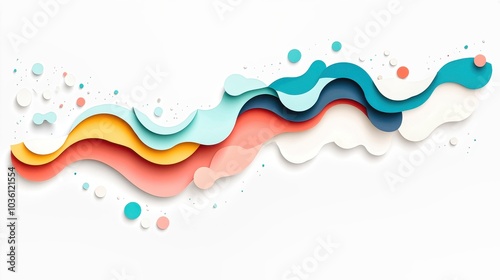 Colorful abstract paper cut background with waves and circles photo