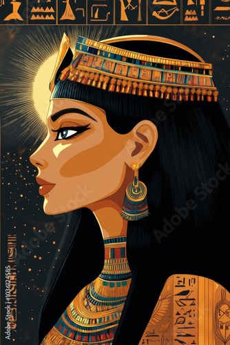 Ägyptisches Luxus-Sundowner-Poster mit Kleopatra