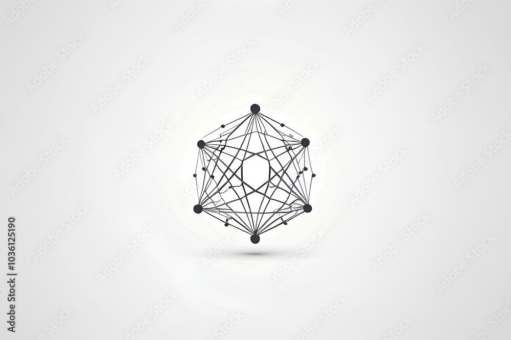 geometric molecular structure illustration with interconnected nodes and lines on a clean white background geometric molecular structure illustration with interconnected nodes and lines on a clean white background