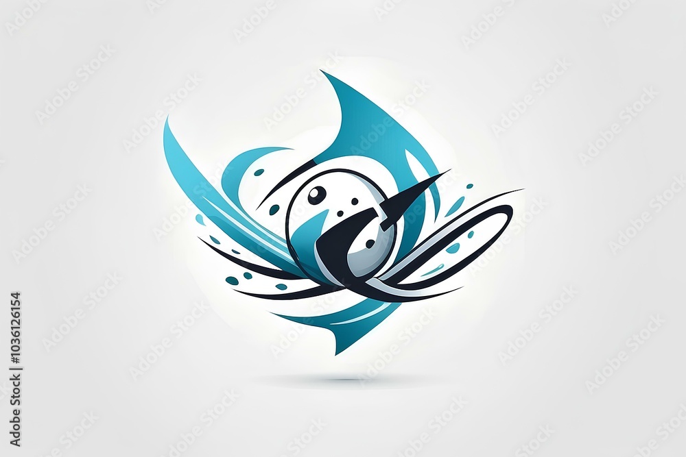 Obraz premium dynamic business logo with an abstract arrow, representing growth, success, and forward movement in blue tones