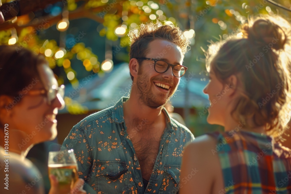Group of friends having party on a summer day. People having fun together.