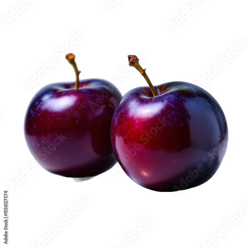  Two plums, dark purple and glossy ai generated png transparent background,