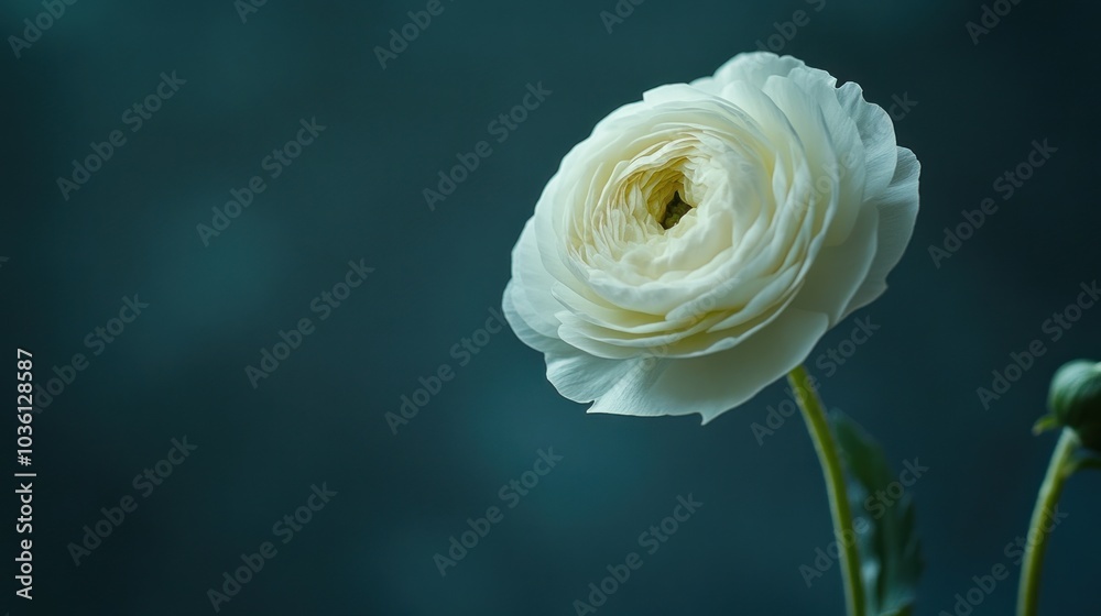 Single White Ranunculus Flower