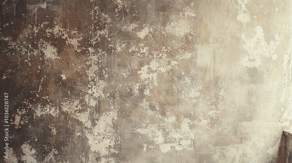 Fototapeta premium A monochrome feline perches on a windowsill adjacent to an aging painted wall