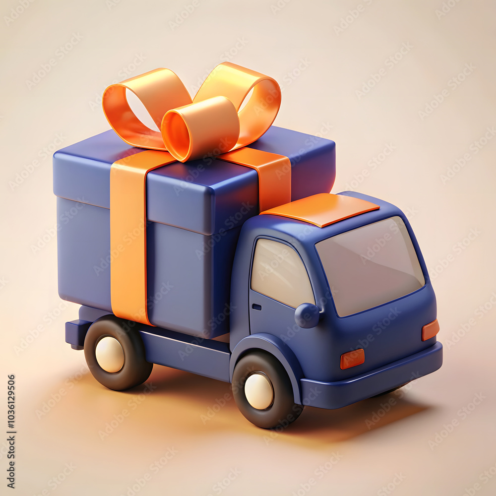 Delivery van with gift box Delivery van with gift box