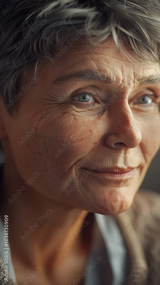 Portrait of an elderly woman with a thoughtful expression Portrait of an elderly woman with a thoughtful expression