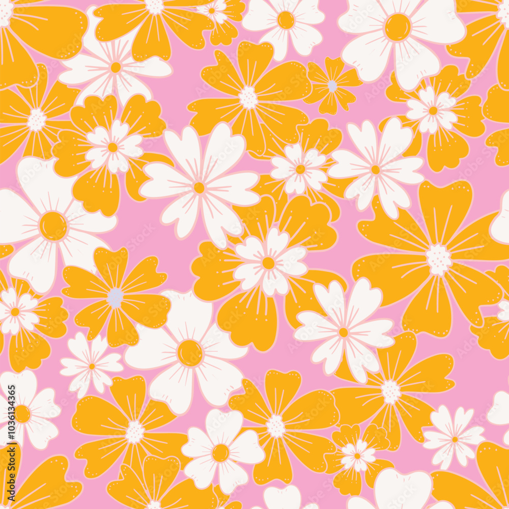 Hand painted Flowers exotic floral vector seamless pattern illustration