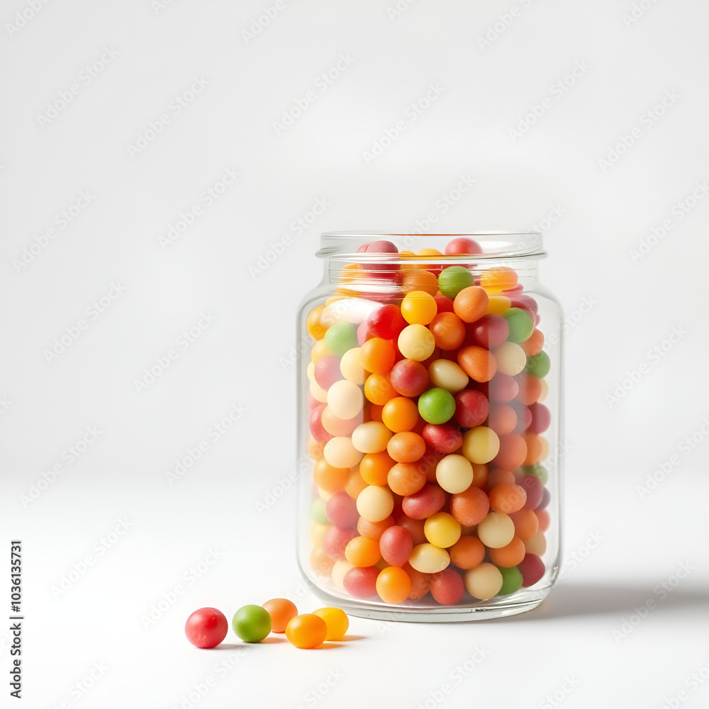 candy in jar on minimal style on empty background candy in jar on minimal style on empty background