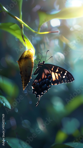 Emerging Butterfly in Forest Light