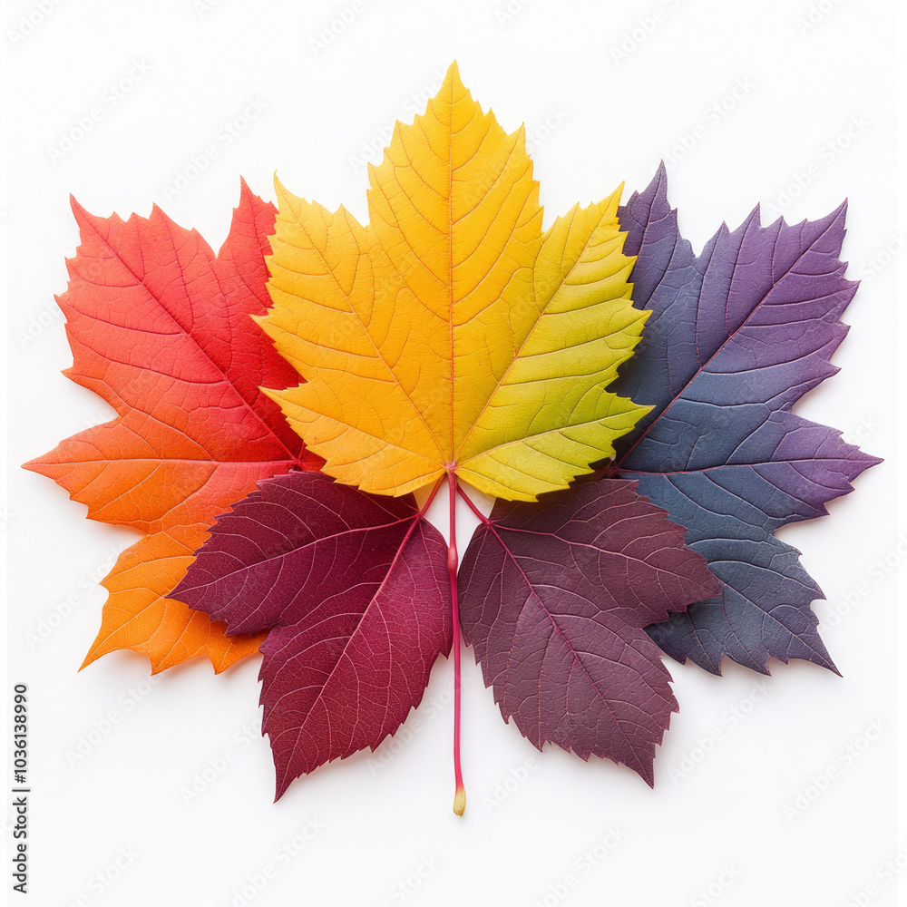 Vibrant fall leaves in a rainbow of colors. Vibrant fall leaves in a rainbow of colors.