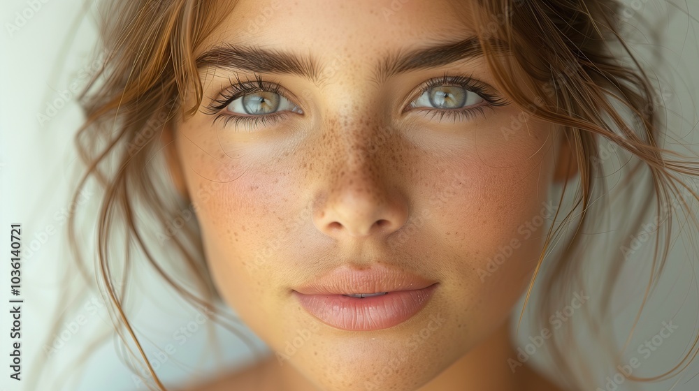 Radiant Serenity, a young woman with flawless skin, captivating bright eyes, and a tranquil demeanor, illuminated by soft, ambient light, exuding an aura of calm elegance. Radiant Serenity, a young woman with flawless skin, captivating bright eyes, and a tranquil demeanor, illuminated by soft, ambient light, exuding an aura of calm elegance.