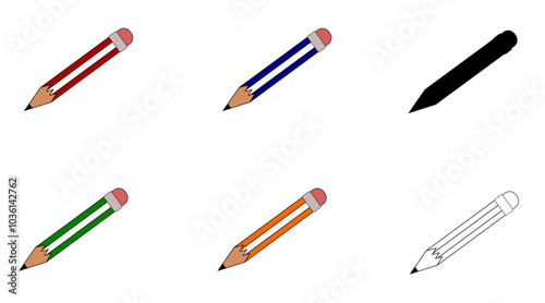 Juego de lápices. Icono de la escuela y la oficina.