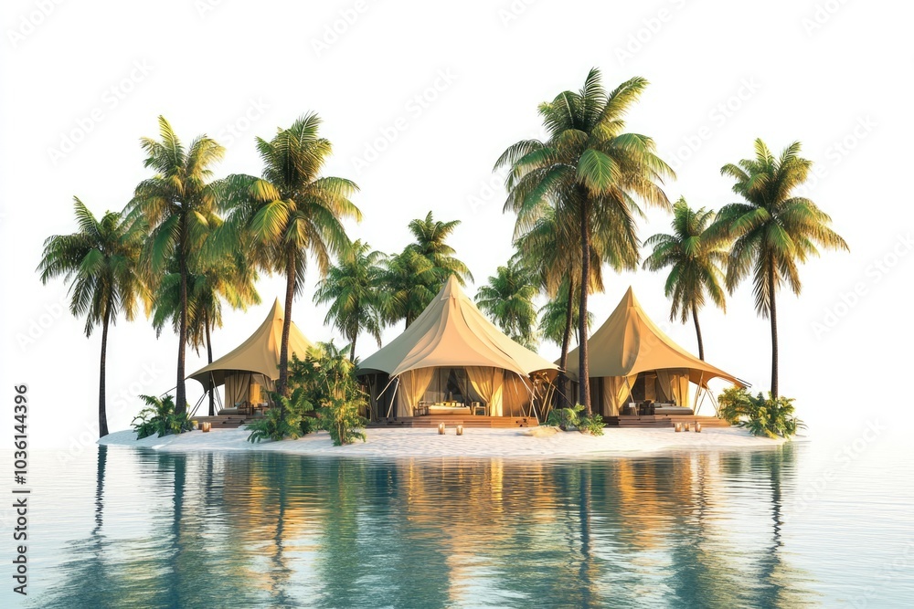 Fototapeta premium Luxury Glamping Tents on a Tropical Island