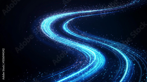 Abstract blue light streaks on a black background.