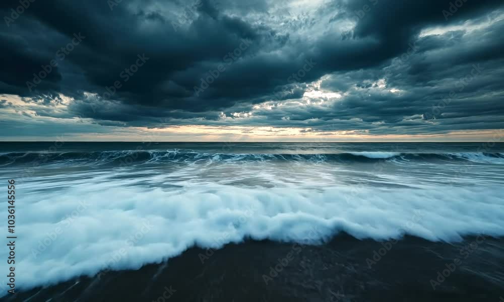 Ocean Waves Under Stormy Sky Ocean Waves Under Stormy Sky