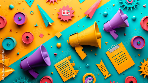 Colorful social media marketing tools in abstract design

 photo