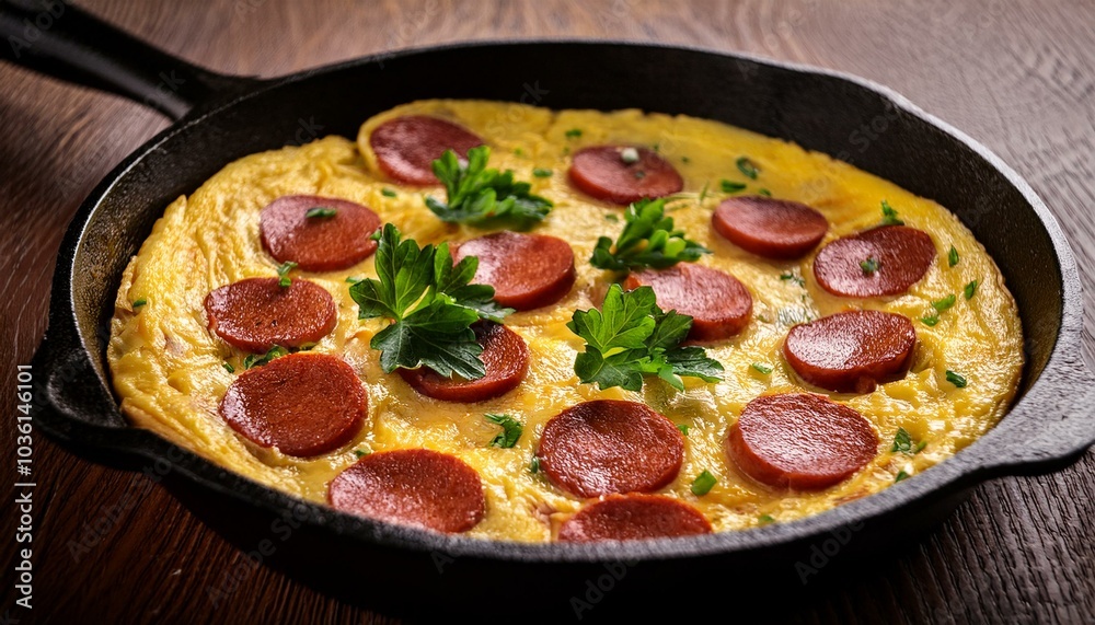 Turkish Sucuk Omelette with Fresh Herbs Turkish Sucuk Omelette with Fresh Herbs