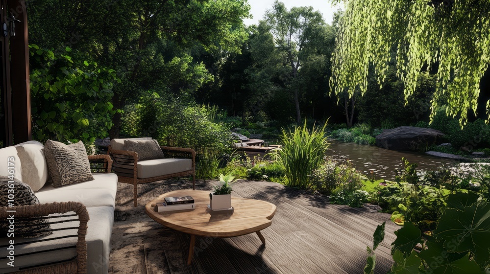 Fototapeta premium Back yard by the river 19
