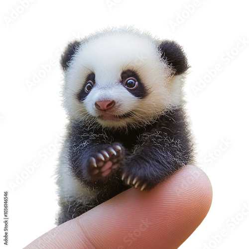 Niedlicher Mini-Panda auf der Fingerspitze