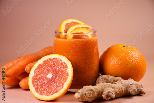 carrot orange smoothie. Vitamin drink. Diet, proper nutrition, detox. photo