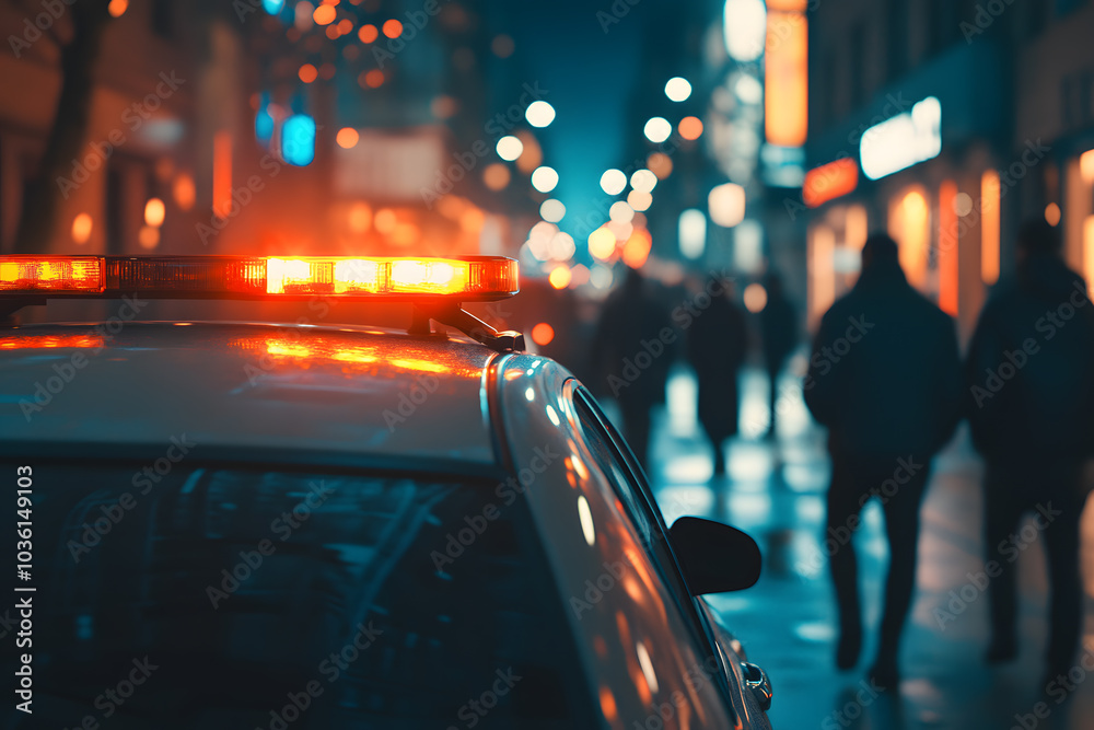 Fototapeta premium Rearview of police car at night