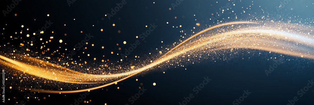 Abstract gold glitter wave on a dark background. Abstract gold glitter wave on a dark background.