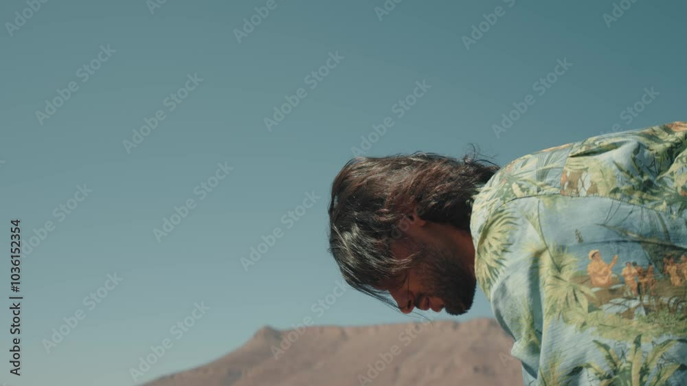 Lonely man walking in african desert, Namibia Lonely man walking in african desert, Namibia