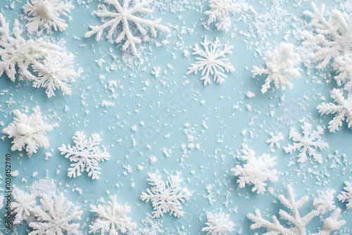 Snowflakes on Blue Winter Background