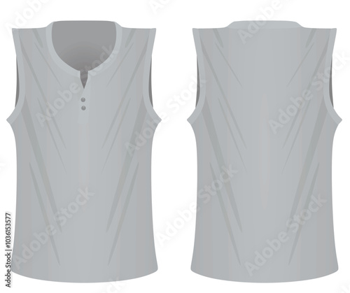 Grey  sleeveless t shirt. vector illustration