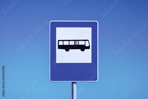 Fototapeta Naklejka Na Ścianę i Meble -  A bus stop - Polish road sign