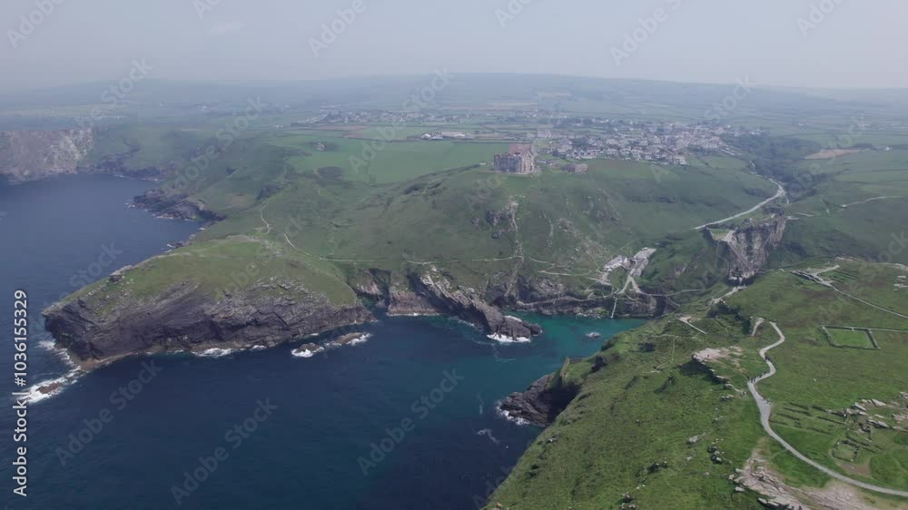 Aerial view of bay state. Rotating over the ocean Aerial view of bay state. Rotating over the ocean