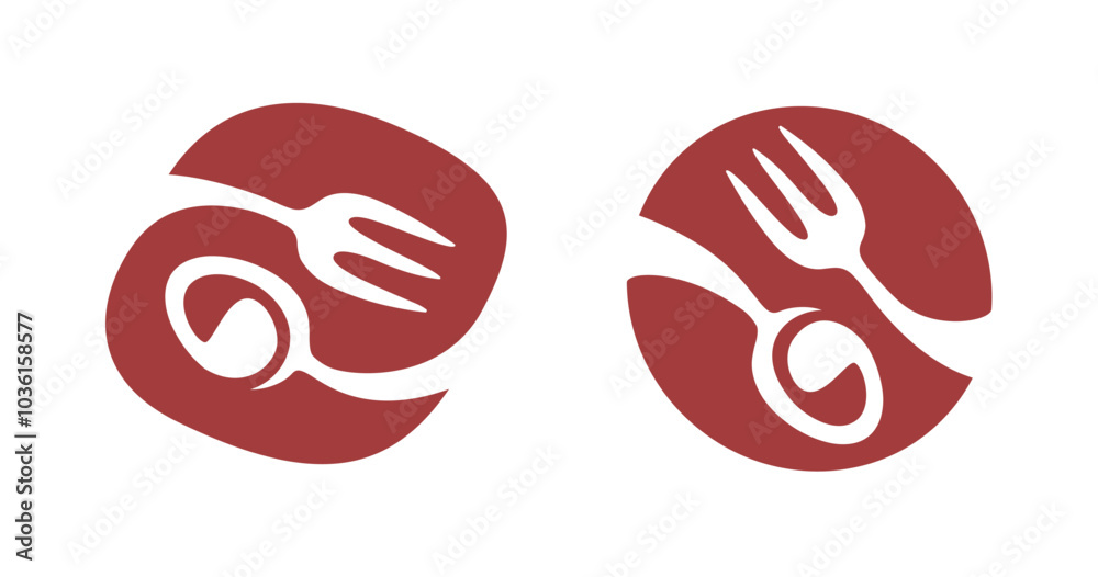 Spoon and fork, cooking emblem logo. Symbols and icons for restaurant or cafe menu design Spoon and fork, cooking emblem logo. Symbols and icons for restaurant or cafe menu design