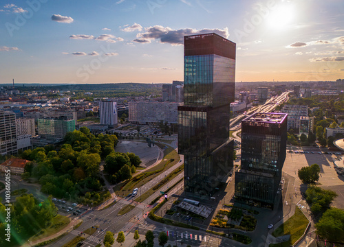 Obraz na płótnie Drone view of Katowice w salonie