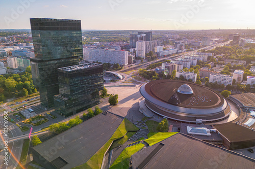 Obraz na płótnie Drone view of Katowice w salonie