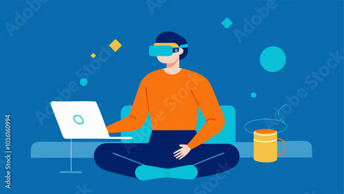 Virtual Reality Therapy An individual using a VR headset in a therapeutic setting showcasing adaptive technology to assist with rehabilitation or sensory integration.