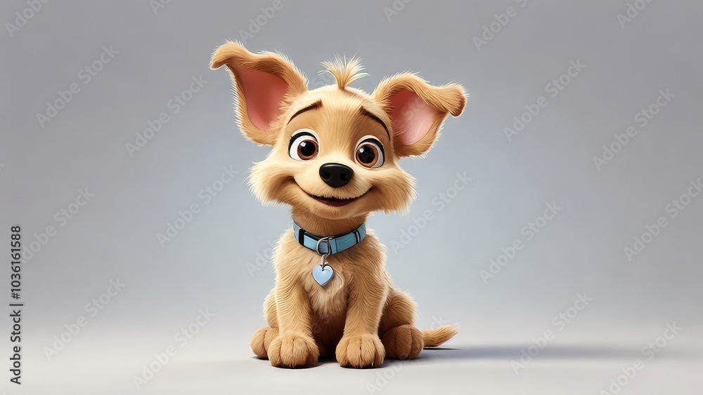 A cartoonstyle single Pawtrick Swayze dog with big eyes cute cartoon funny isolated on a plain white background A cartoonstyle single Pawtrick Swayze dog with big eyes cute cartoon funny isolated on a plain white background