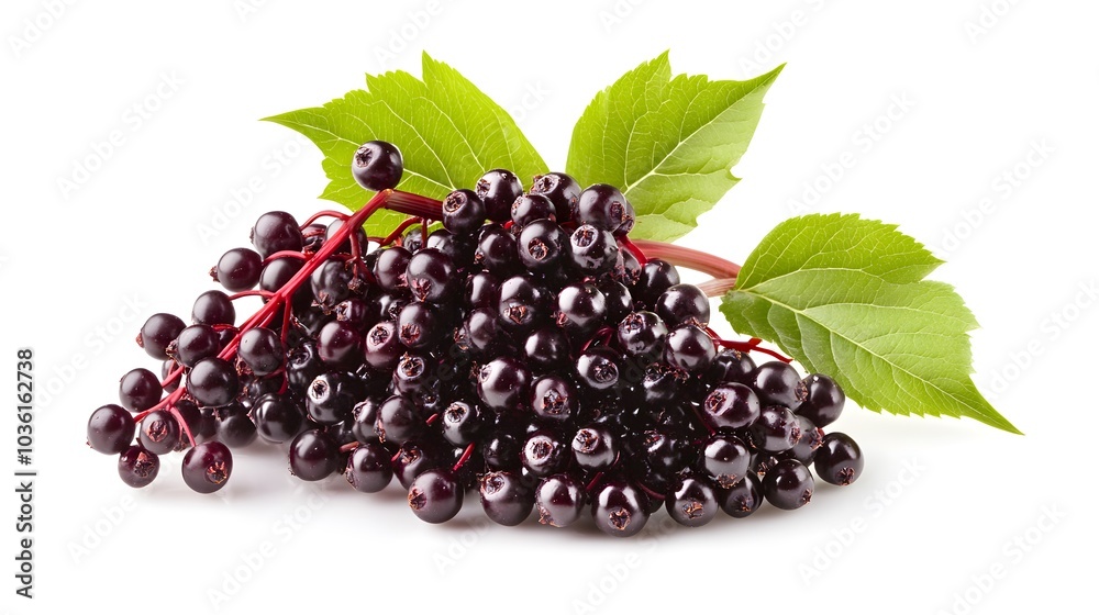Vibrant elderberry fruit isolated on white background Vibrant elderberry fruit isolated on white background