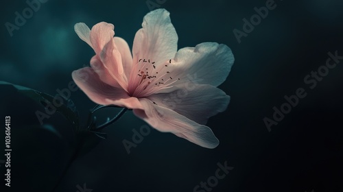 Delicate Pink Flower Against Dark Background