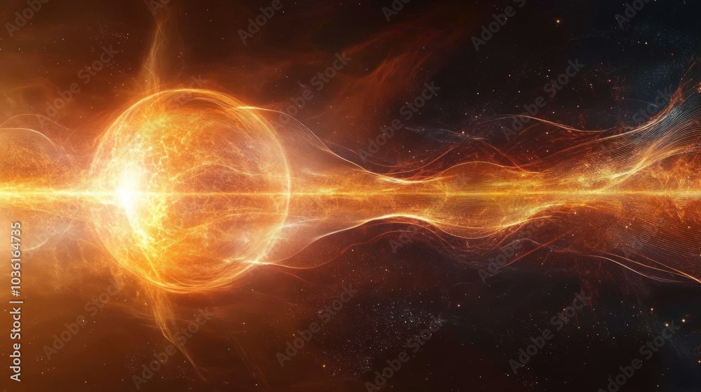 A glowing orb of energy in the vast expanse of space, radiating light and heat.