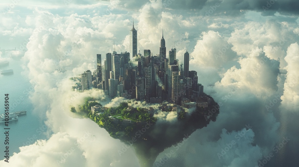 Fototapeta premium Sky City of Prosperity: Floating Island for Chinese New Year