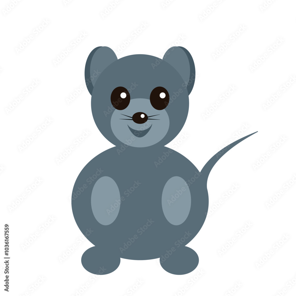 Naklejka premium Beautiful gray vector illustration of funny mouse isolated on a white background
