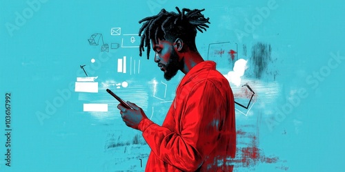 An Illustration of a person interacting with marketing technology