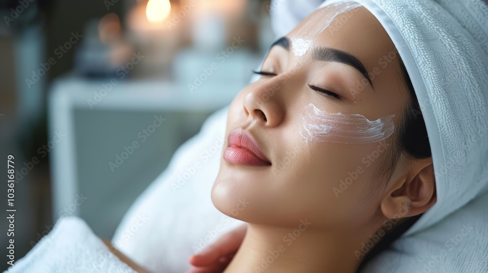 Asian girl at a beauty clinic receiving cosmetic surgery for skin whitening and rejuvenation, achieving a youthful appearance Asian girl at a beauty clinic receiving cosmetic surgery for skin whitening and rejuvenation, achieving a youthful appearance