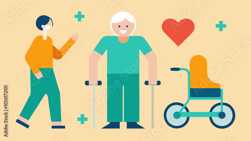 These illustrations can represent the positive and empowering aspects of mobility aids for seniors highlighting their ability to remain active and independent.